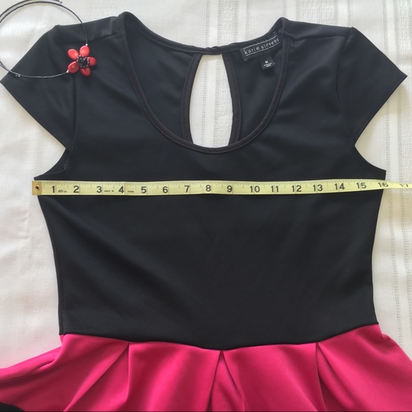 Karin Stevens Dress, black pink coral, sz M - Picture 5 of 8